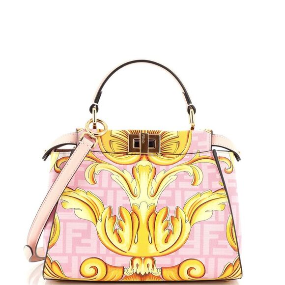 Fendi Handbags - Fendi x Versace Fendace Peekaboo Bag Printed Zucca Leather Mini